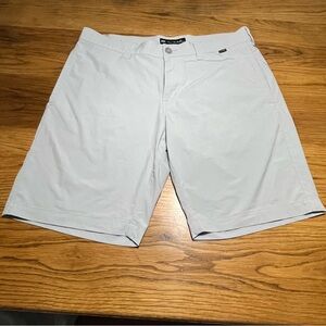 Travis Mathew Light Gray/Blue with white Pinstripes Golf Shorts Size 34